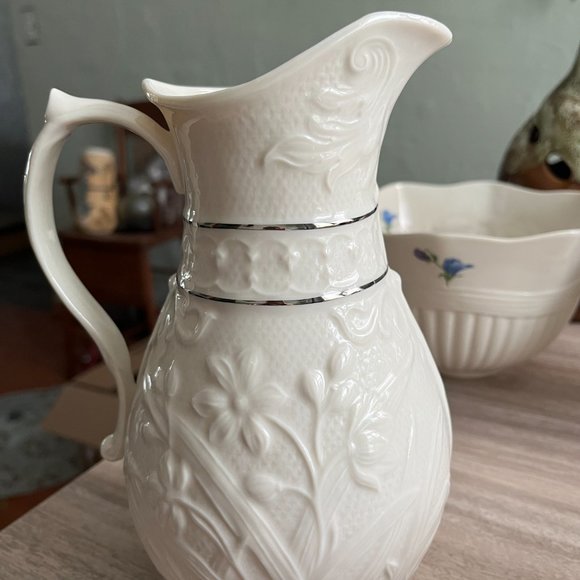 Belleek Accents Belleek Vase 9 In Tall Silver Trimmed Poshmark